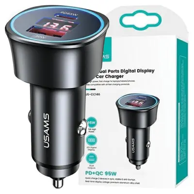 USAMS POLNILEC 1XUSB 1XUSB-C C26 95W FAST CHARGE ČRN
