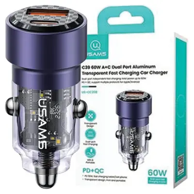 USAMS 60W USB OMREŽNI POLNILEC USB-C ZA TELEFON VIJOLIČEN