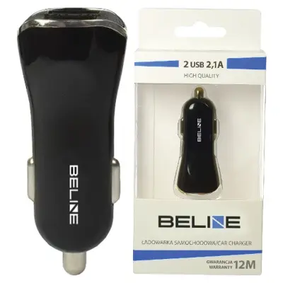 BELINE AVTOPOLNILEC 2XUSB 2.1A ZA TELEFONE IN TABLICE ČRN