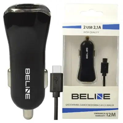 BELINE OMREŽNI POLNILEC 2XUSB + USB-C 2.1A ZA TELEFON ČRN