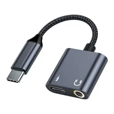 BELINE SPLIT ADAPTER USB-C NA USB-C JACK 3.5MM 60W DAC ČRN