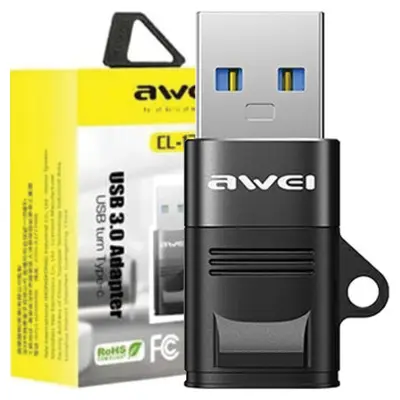 AWEI ADAPTER CL-13 USB-C NA USB-A ČRN/ČRN PODATKOVNI KABEL