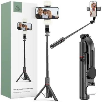 TECH-PROTECT L05S SELFIE STICK STATIV BLUETOOTH & LED LIGHT ČRNA