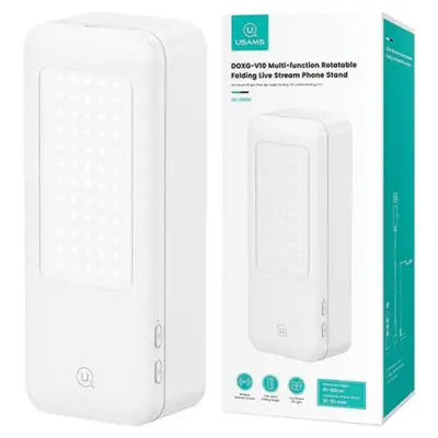 USAMS VEČFUNKCIONALNO DRŽALO ZA TELEFON Z LED SVETILKO ZA NAMIZO, BEL
