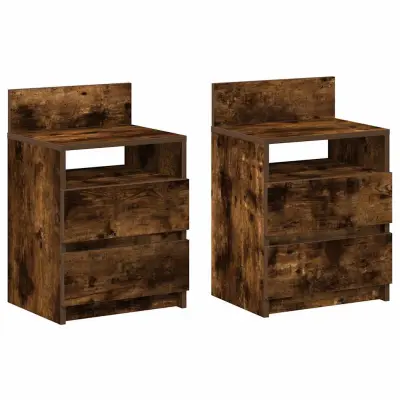 vidaXL Nočne omarice z 2 predaloma 2 kosa dimljen hrast 40x33x60 cm