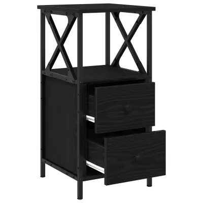 vidaXL Nočne omarice 2 kom Črno hrast 34x35,5x70 cm Inženirski les