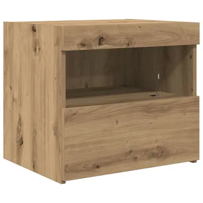 vidaXL Nočna omarica z LED lučmi Artisan Oak 50x40x45 cm