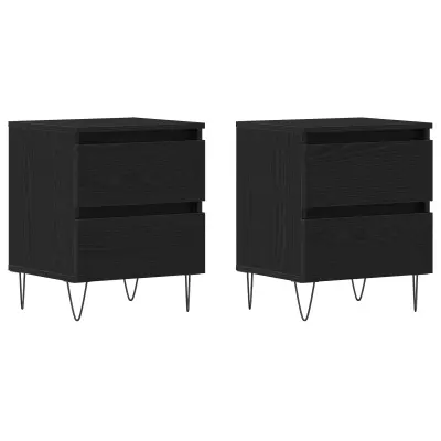 vidaXL nočne omarice 2 kosa črnega hrasta 40x35x50 cm inženirski les