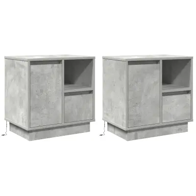 vidaXL Nočne omarice z LED 2 kosa betonska siva 50x34,5x50 cm