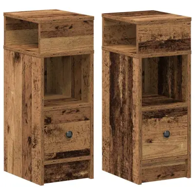 vidaXL Nočne omarice s predalom 2 kosa starinski les 25x31x66 cm