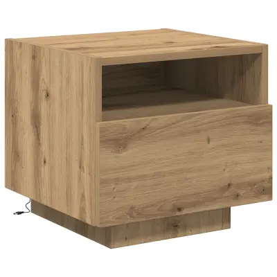 vidaXL Nočna omarica z LED lučmi, umetni oreh 40x39x37 cm