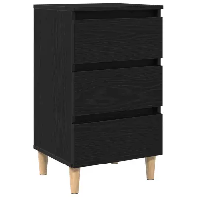 vidaXL Nočna omarica z lesenimi nogami črni hrast 40x35x69 cm
