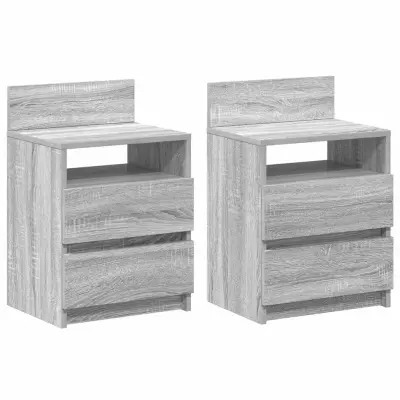 vidaXL Nočne omarice z 2 predaloma 2 kosa siva sonoma 40x33x60 cm