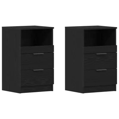 vidaXL Nočne omarice 2 kosa Črno hrast 40x35x65 cm Inženirski les
