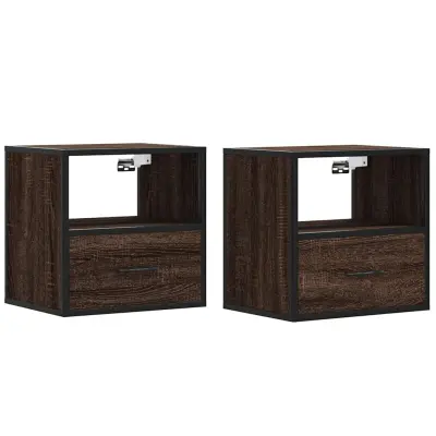 vidaXL Stenska nočna omarica 2 kosa rjavi hrast 40x31x39,5 cm
