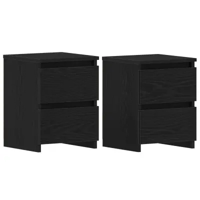 vidaXL Nočne omarice s predali 2 kosa Črno hrast 30x30x40 cm