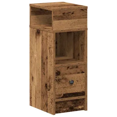 vidaXL Nočna omarica z predalom starinski les 25x31x66 cm