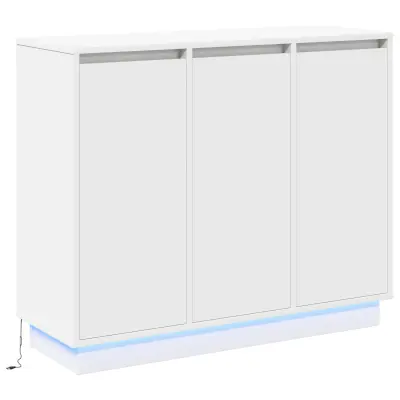 vidaXL Stranska omarica z LED bele 90x32x75 cm iz inženirskega lesa