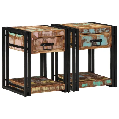 vidaXL Nočne omarice 2 kosi 40x40x50 cm Trden predelan les