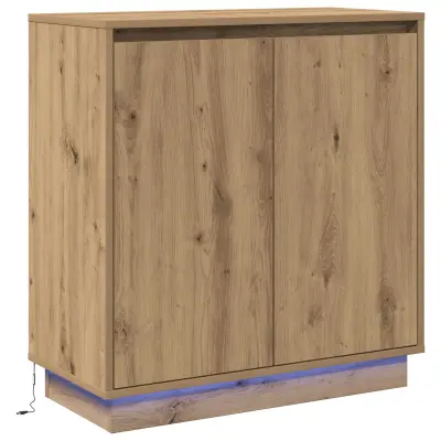 vidaXL Stranska omara z LED osvetlitvijo v stilu Artisan Oak, dimenzije 71x34,5x75 cm, narejena iz inženirskega lesa