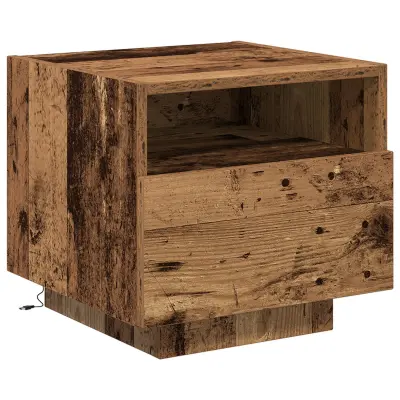 vidaXL Nočna omarica z LED lučmi Stari les 40x39x37 cm