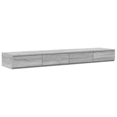 vidaXL Zameščeni predali Siva Sonoma 150x36,5x16,5 cm Lesena izdelava