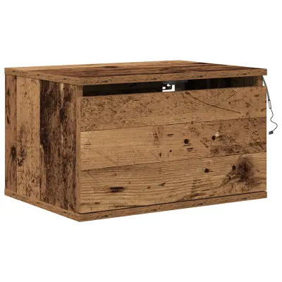 vidaXL Nočna omarica z LED omarico iz starega lesa 50x36x30 cm