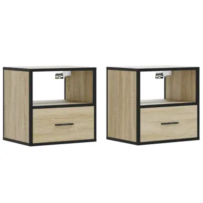 vidaXL Stenska nočna omarica 2 kosa sonoma hrast 40x31x39,5 cm