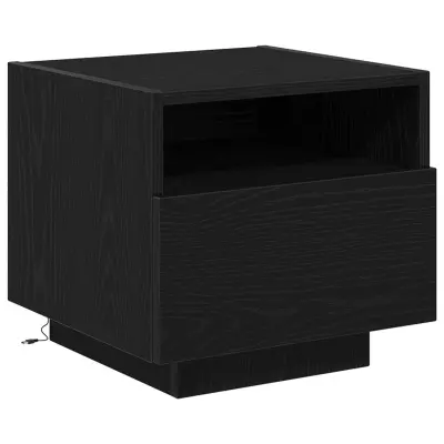 vidaXL Nočna omarica z LED lučmi Črna hrast 40x39x37 cm