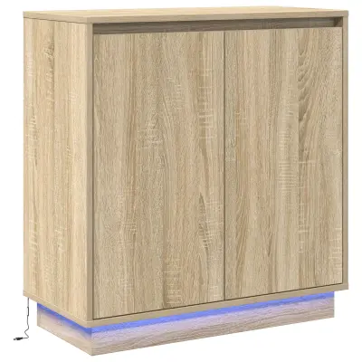 vidaXL Stranski niz z LED osvetlitvijo v Sonomini hrastu - 71 x 34.5 x 75 cm - Izdelano iz inženirskega lesa