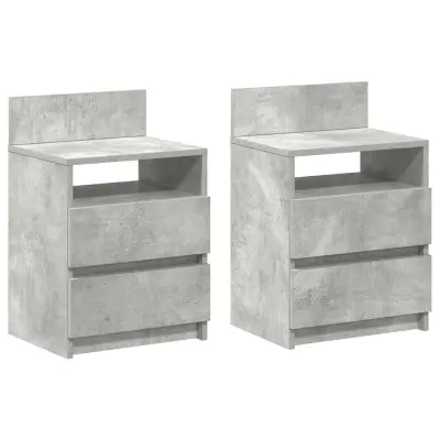 vidaXL Nočne omarice z 2 predaloma 2 kosa betonsko siva 40x33x60 cm
