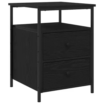 vidaXL Nočna omarica Črna Oakel 44x45x60 cm Izdelana iz lesa in jekla