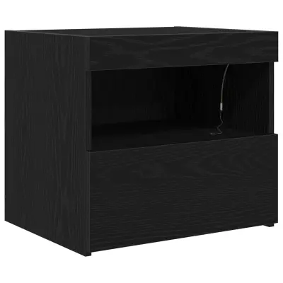 vidaXL Nočna omarica z LED lučkami Črna bukev 50x40x45 cm