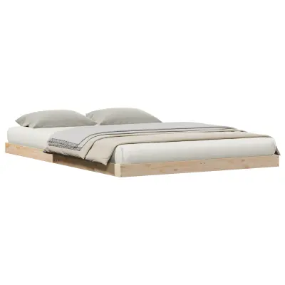 vidaXL Postelja z okvirjem Bela 140x220 cm Iz trdnega borovega lesa