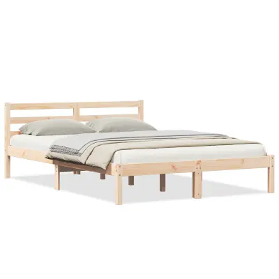 vidaXL Postelja s hrbtno stranjo 160x210 cm Trden borov les