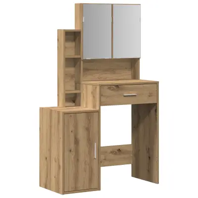 vidaXL Toaletna miza z ogledalom in LED diodami Artisan Oak