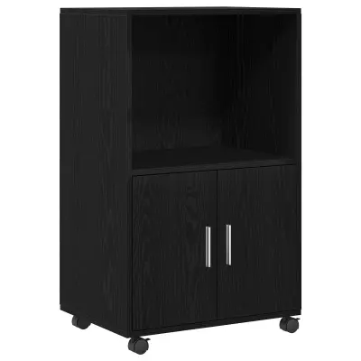 vidaXL Kolesni kabinet Črni hrast 55x40x91 cm Inženirski les