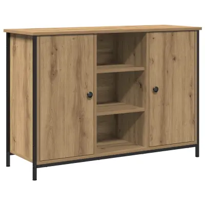 vidaXL Stranska omarica Artisan hrast 100x35x70 cm Inženirski les in jeklo