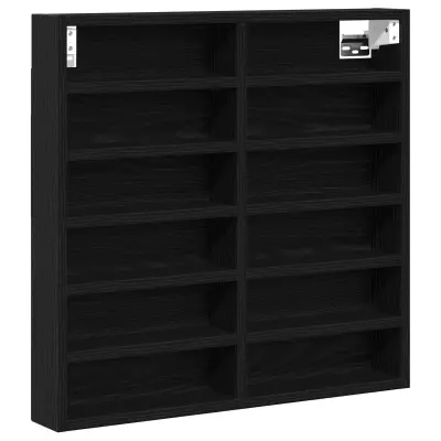 vidaXL Vitrine Kabinet Črni Oreh 60x8,5x58 cm Inženirski Les
