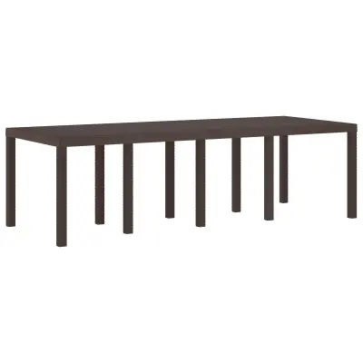 vidaXL Vrtna miza Rjava 250x100x73 cm Poli ratan