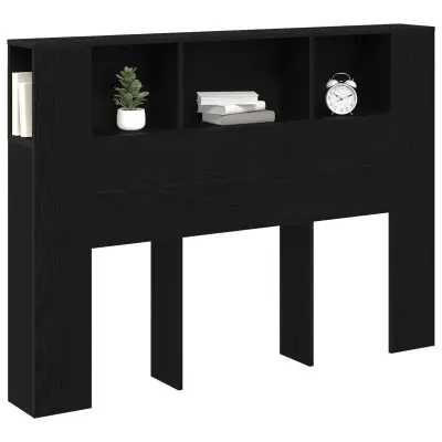 vidaXL Črn hrastov čelni del omare - 140x19x104.5 cm - Izdelano iz tehničnega lesa