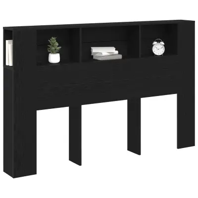 vidaXL Črna hrastova glava z omarico - 160x19x104,5 cm iz inženirskega lesa