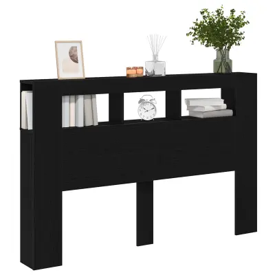 vidaXL LED vzglavje Črna Oreh 160x18,5x45 cm Inženirski les