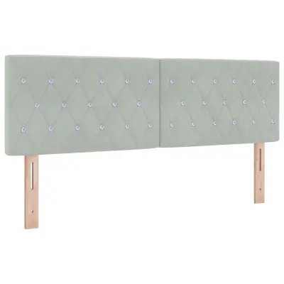 vidaXL Vzglavje s kristalnimi gumbi, oblazinjeno, svetlo sivo, 140 cm, žamet