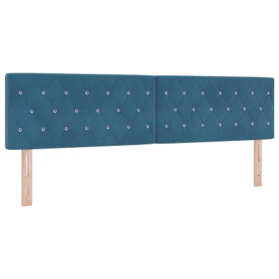 vidaXL Vzglavje s kristalnim gumbom, prešito, temno modro, 180 cm, žamet