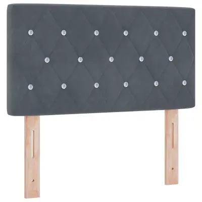 vidaXL Čelo postelje s kristalnim gumbi, temno sivo, 80 cm, žamet