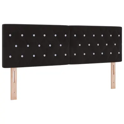 vidaXL Vzglavje s Kristalnimi Gumbi, Oblazinjeno Črno 160 cm