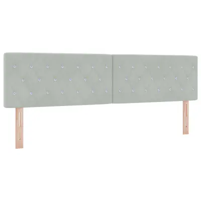 vidaXL Naslon za glavo s kristalnimi gumbi, tufted, svetlo siva, 180 cm, žamet