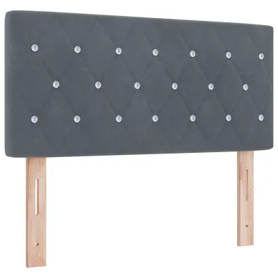 vidaXL Vzglavje s kristalnim gumbom, temno sivo, 90 cm, žamet