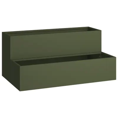 vidaXL vrtno korito 2-nivojsko 100x60x45 cm olivno zeleno jeklo